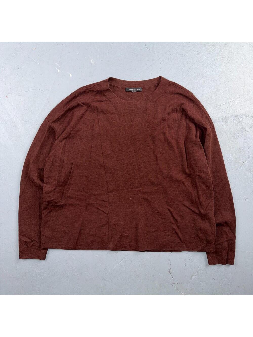 Eileen Fisher Paprika Knit Seamless Sweater Womens S Burnt Orange Brown